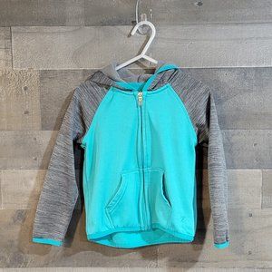 Energy Zone Gray and Teal Full Zip Hoodie Sweatshirt - Size 4T